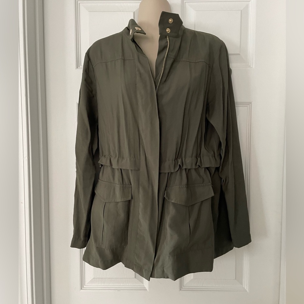 Olive Green Drawstring Jacket - Picture 2 of 4